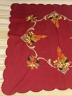 Handmade Embroidered Linen Tablecloth Centerpiece 33    X 30 1 2    Red Cross Stitch