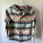 Nwot Oshkosh B gosh Kid Cozy Flannel Hooded Top In Baja Stripe 3t Boys Orange
