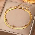 Gold Beaded Anklet Snake Bone Chain Vacation Ladies Seaside Party Matching