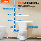 Vevor Macerating Toilet System With 500w Pump Upflush Toilet For Basement