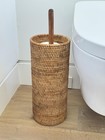 3 Roll Rattan Toilet Paper Holder  Freestanding Storage  Honey Brown