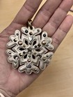 Coach Snowflake Key Fob Bag Charm Champagne Gold Leather Studded Purse Ring