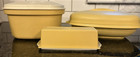 Lot Of 3 Vintage Tupperware Harvest Gold Square Microwave  Oblong Set  Butter