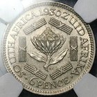 1930 Ngc Ms 62 South Africa 6 Pence George V Protea Flower Silver Coin 25062901c