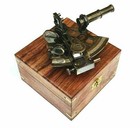 Handmade Brass Nautical Antique Finish Marine Sextant W brown Wooden Box Gift