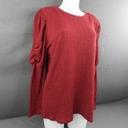Women Sweater Large Burgundy Cable Knit Peasant Boho Retro Indie Edgy Ruched New