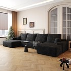 135  Boneless Couch Sectional Cloud Sofa Corduroy U Shaped Sofa Chaise W ottoman