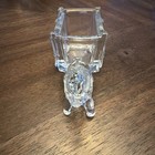 Vintage Small Clear Glass Donkey Pulling Cart Figurine