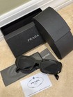Prada Pr 17ws Oversized Black Frame Gray Tinted Lenses Uv400 Sunglasses Case