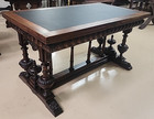 Antique French Walnut Henri Ii Library Writing Desk Table W  Leaves 53    X 30   