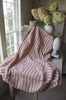 Antique Chair Slipcover French Fabric Early 1900 s Ticking Red Striped Textile