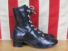Vintage 1930s Womens Black Leather Victorian Style Boots 9 3 4  Length Very Nice
