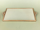 Vintage Gold Gilt Ormolu Filigree Cherubs Rectangle Vanity Mirror Tray 16  