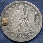 Love Token    m    On 1853 Seated Liberty Quarter  54177