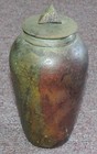 Signed Jon Oakes Studio Raku Ceramic Pottery 8 5  Lidded Jar Urn  524 Art Glass