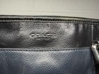 Coach Blue Black Pebbled Tote Zip Top Lined Inner Pockets Silver Hardware