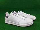 Adidas Originals Stan Smith Leather Sneakers Core White Navy Men   s Size 9 5 New