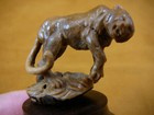  tb-panth-4  Panther Mountain Lion Shed Antler Figurine Bali Detailed Carving