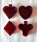 Vintage 1950 s Coca-cola Ruby Red Glass Embossed Ashtray Set Of 4 Nmib
