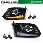 Fit For 09-2018 Dodge Ram 1500 2500 3500 Black Projector Headlights W  Led Drl