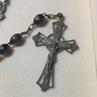 Vintage Italian Catholic Rosary  Ornate Openwork Crucifix   Black Wood Beads