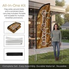8ft Bakery Feather Flag With Pole   Ground Spike  Outdoor Bakery Advertising    