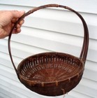 Asian Primitive Antique Hand Woven Easter Wedding Sewing Basket Chinese Japanese