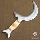 New Moon Crest Knife Bone Handle Leather Sheath 10  Curved Blade Druidic Boline