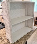 Vintage White Wicker Display Shelf Cabinet Hanging Wall Tabletop Bath Nursery