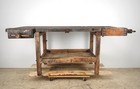 Vintage Industrial 89 In  Woodworkers Workbench