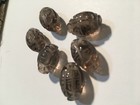 One Vintage Carved Chinese Bead Smoky Quartz Shou Asian Oval 17mm X 12mm