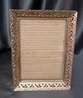 Vintage Ornate Gold Metal Photo Frame  5  X 7  Filigree Flowers Easel 