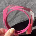 Vintage 80s Chunky Squared Angle Corners Pink To Clear Lucite Slip-on