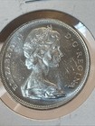 1966 Canada Silver  1 Dollar Coin Elizabeth Ii Canoe Reverse Design