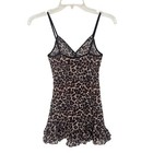 Vintage Y2k Victorias Secret Leopard Print Lace Trim Chemise Ruffle Hem Size S