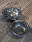 Antique Silver Bridal Footed Basket Serving Candy Bowl Quadruple Plate Dish Set