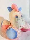 Vintage Fisher Price Puffalump Zebra  Horse Stuffed Animal Plush Pink And Blue