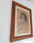 Portrait Drawing Of A Young Woman Signed And Dated 1949
