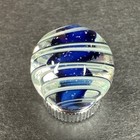 Contemporary Handmade Art Glass Marble  77  Green Uv Swirls  Blue Core  Boro Mib