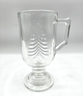 Vintage Indiana Glass Christmas Tree Irish Coffee Cup Mug Set Of 2 Clear Glass
