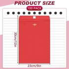 Geyee 100 Pcs 9 X 12 Inch Red Clasp Manilla Envelopes Mailing 9 X 12 Inch 