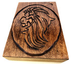 Lion Carved In Wood Standing Art Block Decorative  marks damage Read  As Is 