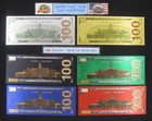 6 Different New Style 24k Foil  100 Bills In Color From Gold To Silver Free Ship