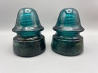 2x Vintage Hemingray Glass Insulator No 19 Blue Green Glass Insulators 4 