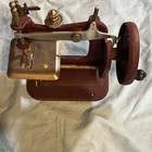 Antique Miniature Red Cast Iron Sewing Machine Pre-1930 Original