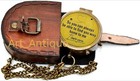 Vintage Style Brass Pocket Compass With Divine Leather Case Gitt For Everyone