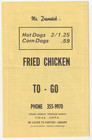 1970s mr Drumstick best Fried Chicken atlanta Georgia Ga vintage Restaurant Menu