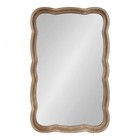Farmhouse Scalloped Wooden Frame Distressed Wall Vanity Mirror Rustic Brown New