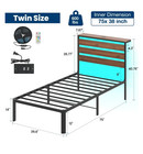 Twin Size Bed Frame Charging Led Toddler Kid Girl Boy Bedroom Cama Para Ni  a