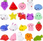 20 Pc Mini Mochi Squishy Squeeze Toy Set Lot Fruits   Animals Multicolor Ages 3 